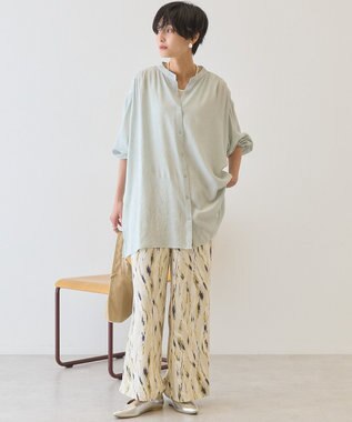 AMERICAN HOLIC 楊柳バンドカラーシャツ Mint