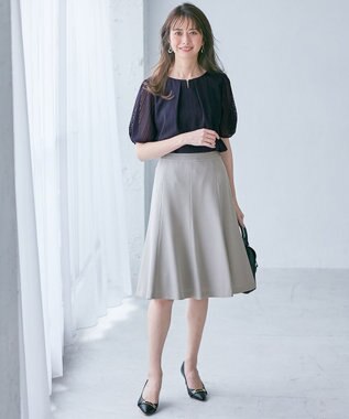 ANY SIS 【吸水速乾・UVケア・接触冷感】コンフォートジャージー ブラウス ネイビー