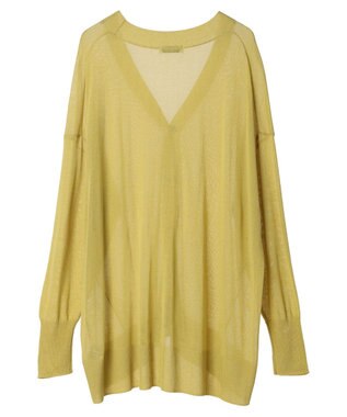 earth music&ecology 接触冷感シアーＢＩＧカーディガン Yellow