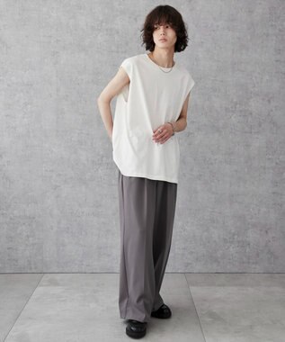 WEGO 【5色3サイズ展開/ユニセックス着用ITEM/洗える/綿100%】スリーブレスコットンT ホワイトその他