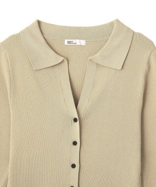 CRAFT STANDARD BOUTIQUE 襟付きコンパクトリブニットカーディガン Beige