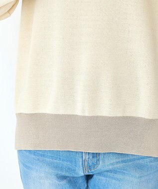 Tiaclasse L 【新色追加・洗える】配色スリットニット ライトベージュ