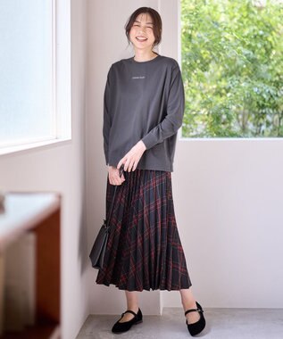 ANY L 【洗濯機可】チビロゴロングスリーブＴシャツ チャコール