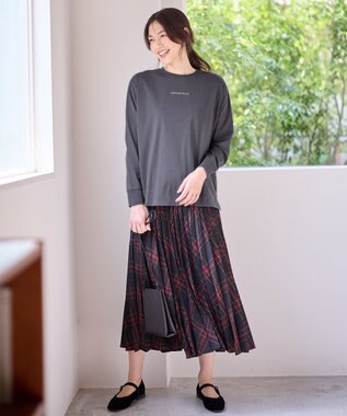 ANY L 【洗濯機可】チビロゴロングスリーブＴシャツ チャコール