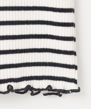 ANY KIDS 襟リボンカットソー ブラック×オフホワイト（ボーダー）