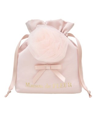 Maison de FLEUR コットンキャンディ巾着 Pink Beige