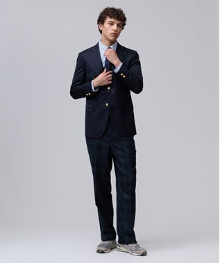 J.PRESS MEN ウールポリエステル サキソニー スラックス / PIPED STEM ネイビー系3