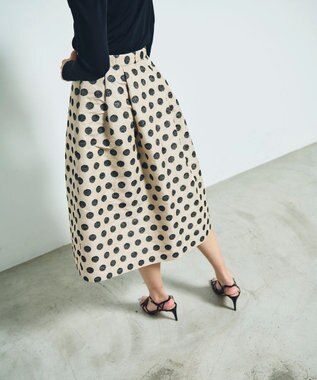 GRACE CONTINENTAL ラメドットジャガードスカート ベージュ