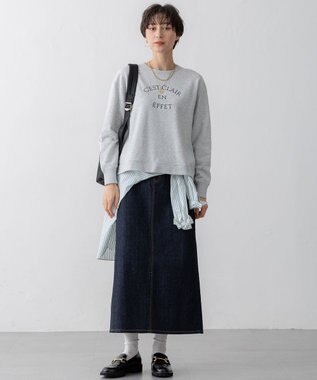 23区 【洗える】コットンテリー ロゴ スウェット ライトグレー系