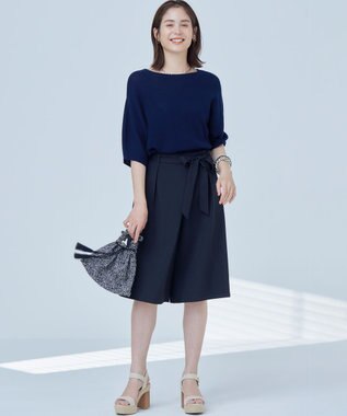 組曲 【WEB限定】オシャクロスキュロットパンツ ブラック系