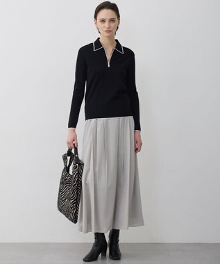 ICB シンセティックフルニードル ハーフジップニット ブラック