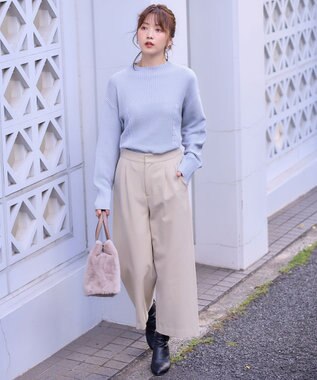 ANY SIS 【シリーズ累計7万本突破！】サーモ2WAYストレッチ ワンタック ワイドパンツ アイボリー