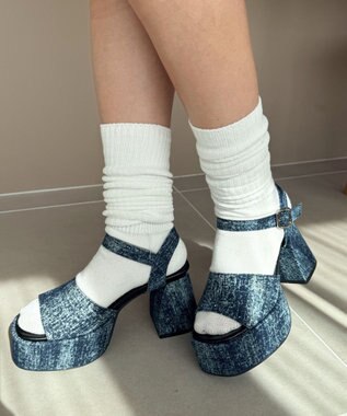 WEGO ストーム付きヒールサンダル デニム