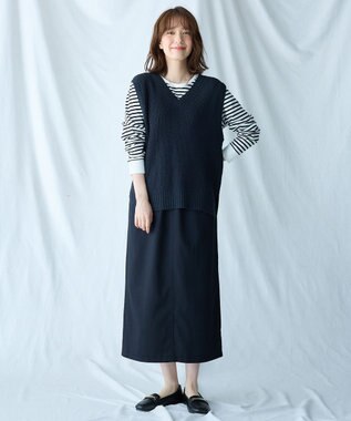 ANY リブポイントテールＴシャツ オフ×ブラック