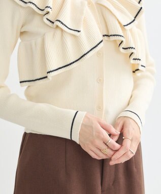 earth music&ecology Ｖネックフリルニットカーディガン Ivory