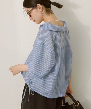 AMERICAN HOLIC T/Rキュプラ ドロストヘムシャツ Stripe Blue