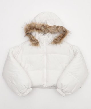 WEGO 【25年秋冬新作/SMサイズ展開】2WAYファーフードショートパファーブルゾン ホワイト