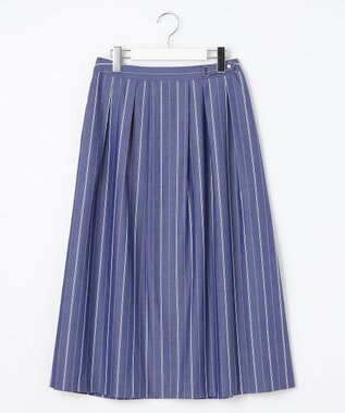 J.PRESS LADIES L 【洗える】 セルロース タイプライター ストライプ フレアー スカート ネイビー系1