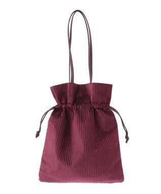 Green Parks ａｎｄｍｉｋｋａ．ラメベロアプリーツ巾着バッグ Bordeaux