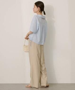 AMERICAN HOLIC T/Rキュプラ ドロストヘムシャツ Stripe Sax