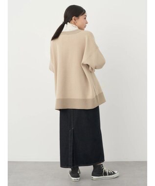 earth music&ecology ダイヤ柄ジャガードカーディガン Beige