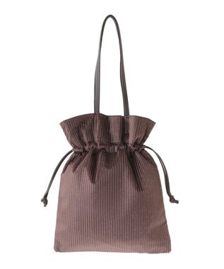 Green Parks ａｎｄｍｉｋｋａ．ラメベロアプリーツ巾着バッグ Brown