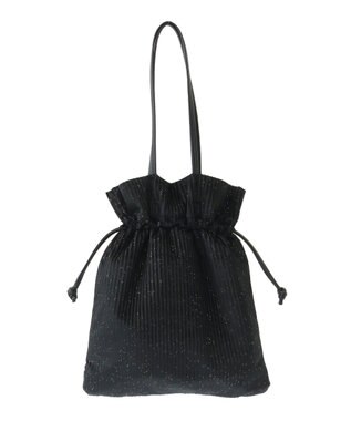 Green Parks ａｎｄｍｉｋｋａ．ラメベロアプリーツ巾着バッグ Black