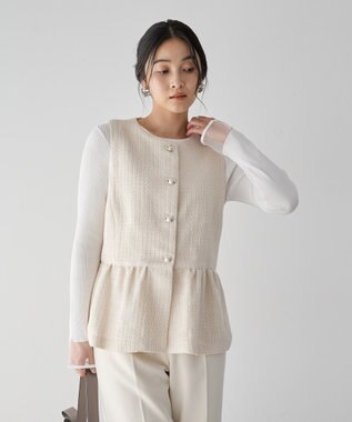 YECCA VECCA ツイードペプラムジレ Off White