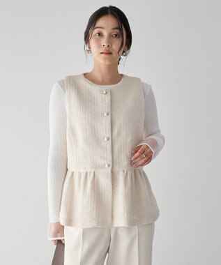 YECCA VECCA ツイードペプラムジレ Off White