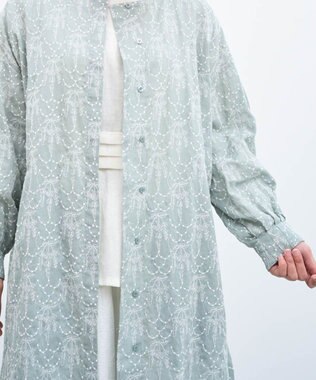 muuc 【2WAY】【上質なコットン100%生地】イラカ柄刺繍コットン 羽織り＆シャツワンピース ブルー