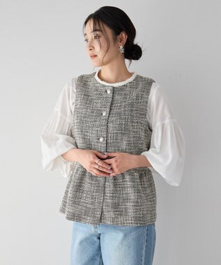 YECCA VECCA ツイードペプラムジレ Mix