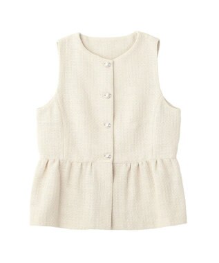 YECCA VECCA ツイードペプラムジレ Off White