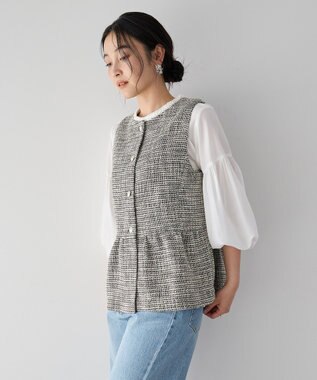 YECCA VECCA ツイードペプラムジレ Mix