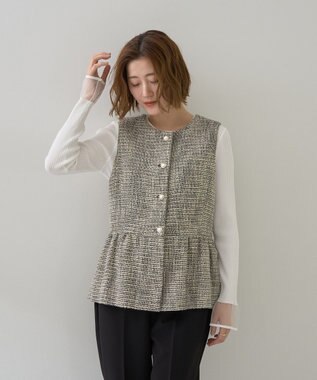 YECCA VECCA ツイードペプラムジレ Mix