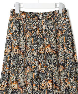 J.PRESS YORK STREET 【WOMEN】ペイズリーワイドプリーツ スカート オレンジ系3