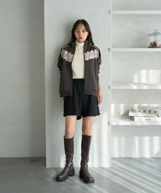 earth music&ecology フロントレーストラックジャケット Charcoal Gray