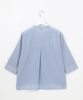 J.PRESS LADIES 【洗える】シアーピンストライプ ブラウスライク カットソー サックスベース系