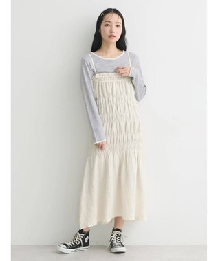 earth music&ecology ２ｗａｙシャーリングキャミワンピース Ivory