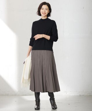 J.PRESS LADIES 【洗える】PRINCE ハイネック ニット ブラック系