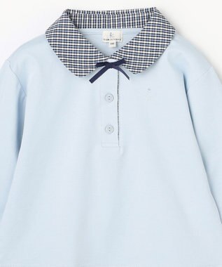 組曲 KIDS 【110-140㎝】 ミニチェック レイヤードトップス サックスブルー