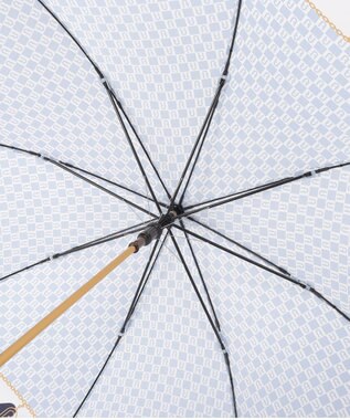 MOONBAT FURLA 長傘 チャーム＆ロゴプリント UV 耐風 日本製 サックスブルー