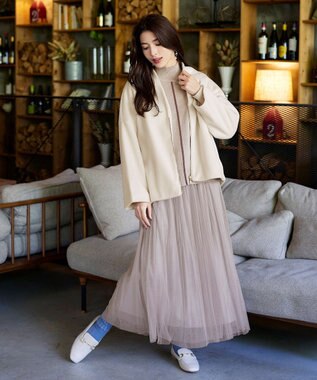 Tiaclasse チュールスカート グレージュ