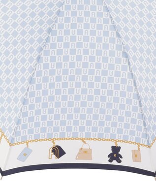 MOONBAT FURLA 長傘 チャーム＆ロゴプリント UV 耐風 日本製 サックスブルー