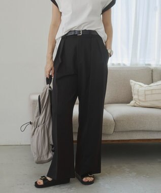 WEGO 【ANGIE VINTAGE/SMLサイズ展開】２タックワイドスラックス ブラック