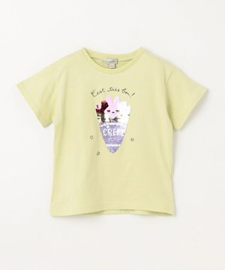 ANY KIDS ミラクルスパンコール 半袖 Tシャツ ライム×クレープ