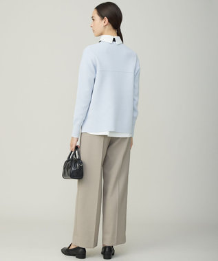 ICB コットンポリエステルスムース  プルオーバー ニット クラウドサックス