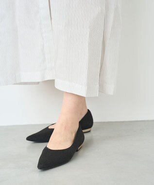 【洗える/撥水】メタルヒール フラット パンプス