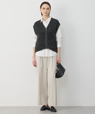 ICB ドライリネンストレッチ ワイドストレートパンツ トープ