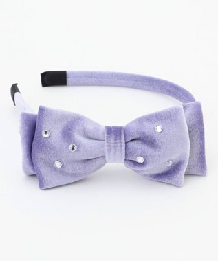 ANY KIDS ビジュー付き ベロアリボンカチューシャ ラベンダー