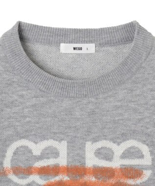 WEGO スプレーグラフィックニットプルオーバー グレー